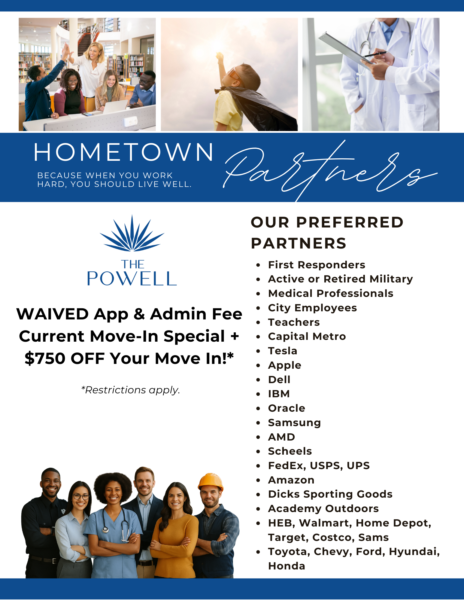 a flyer for the hometown partners program at The Powell